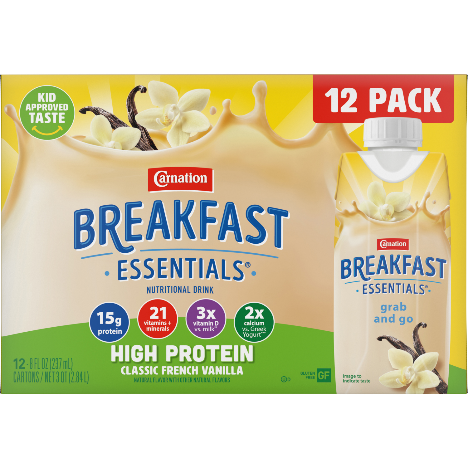 slide 1 of 6, Carnation Breakfast Essentials Classic French Vanilla Nutritional Drink 12 - 8 fl oz Each, 12 ct