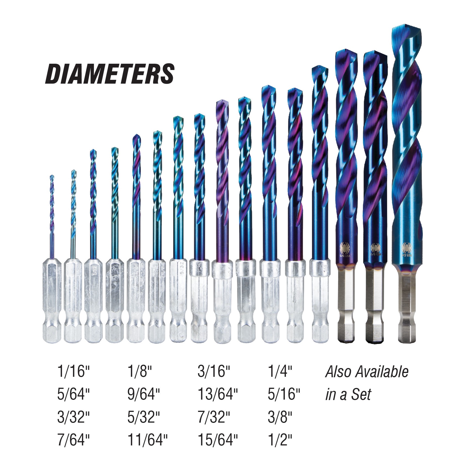 slide 5 of 6, Spyder Stinger Mach-Blue 9/64-in x 3-1/8-in High-speed Steel Jobber Length Twist Drill Bit, 1 ct