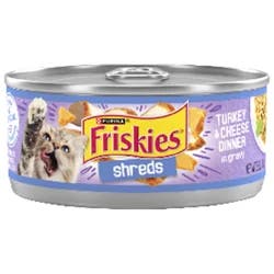 Friskies Purina Friskies Gravy Wet Cat Food, Shreds Turkey & Cheese Dinner - 5.5 oz. Can