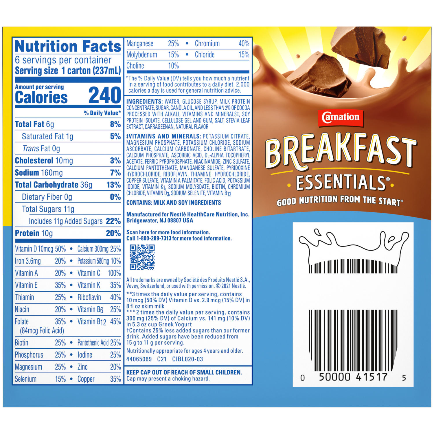 slide 2 of 6, Carnation Breakfast Essentials Rich Milk Chocolate Nutritional Drink 6 - 8 fl oz Cartons, 6 ct