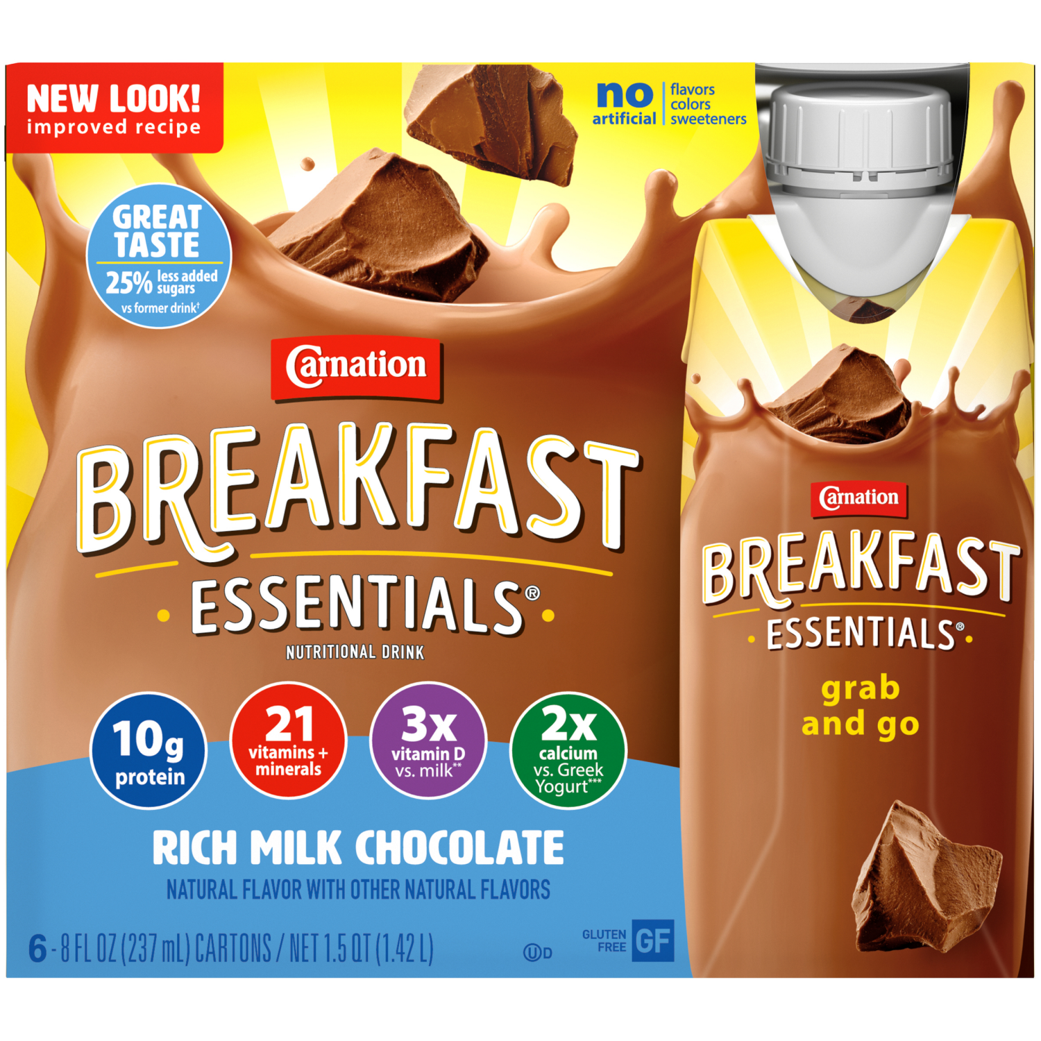 slide 1 of 6, Carnation Breakfast Essentials Rich Milk Chocolate Nutritional Drink 6 - 8 fl oz Cartons, 6 ct