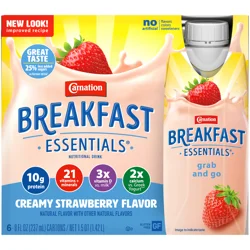 Carnation Breakfast Essentials Creamy Strawberry Nutritional Drink 6 - 8 fl oz Cartons