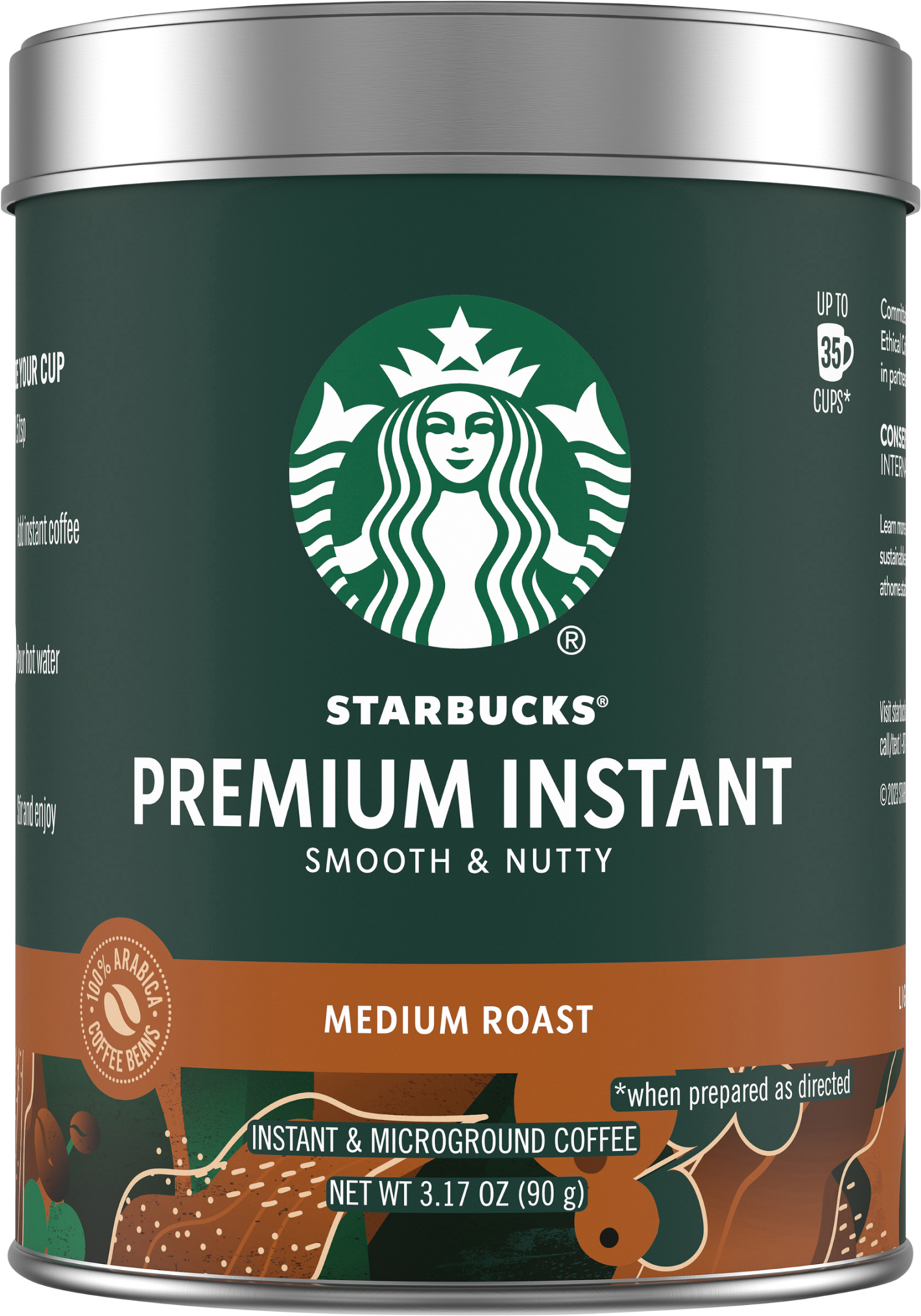 slide 1 of 2, Starbucks Premium Instant Coffee — Medium Roast — 100% Arabica — 1 Tin (up to 40 cups), 3.17 oz