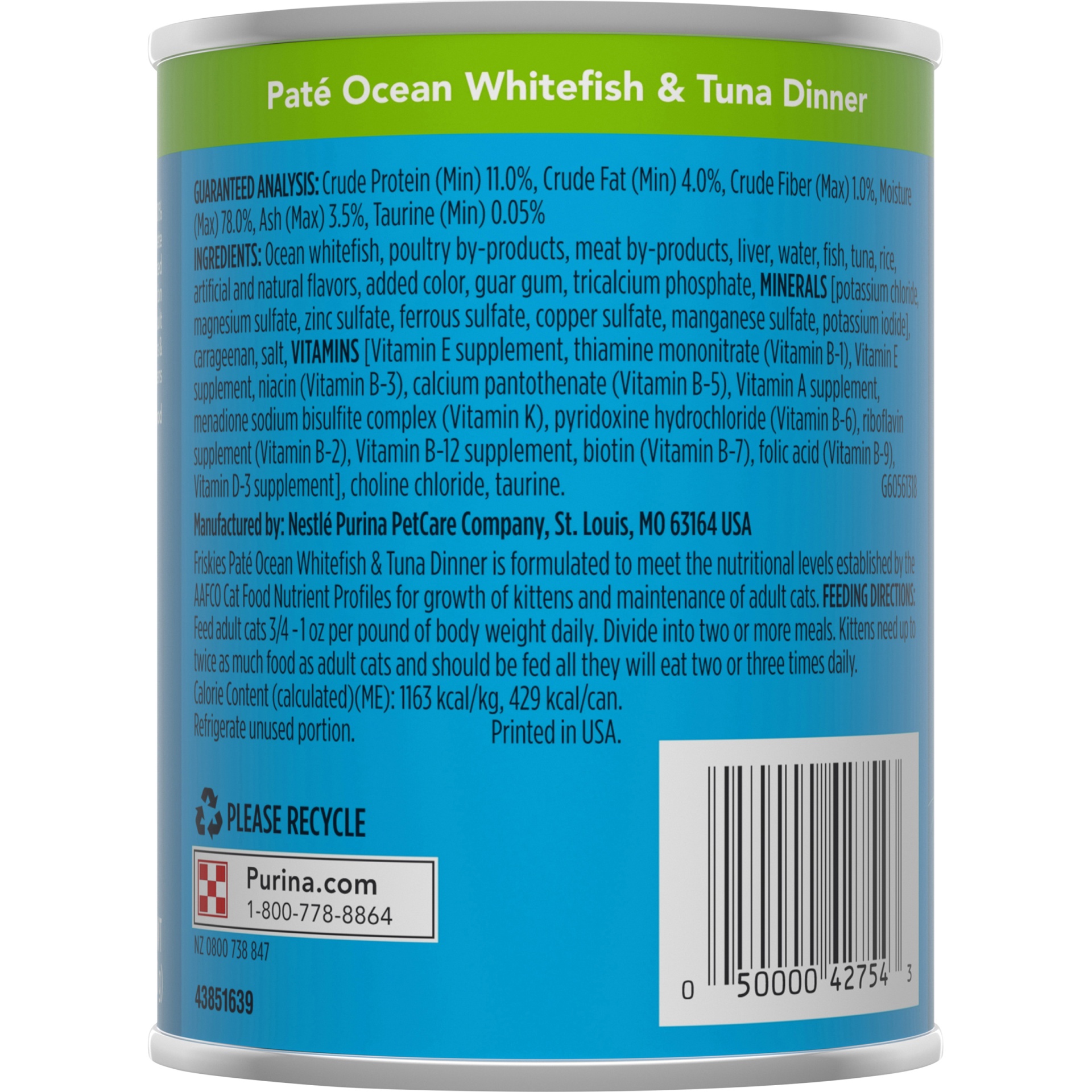 slide 2 of 7, Purina Friskies Pat Ocean Whitefish & Tuna Dinner Cat Food, 13 oz