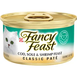 Fancy Feast Purina Fancy Feast Cod, Sole and Shrimp Feast Classic Grain Free Wet Cat Food Pate - 3 oz. Can