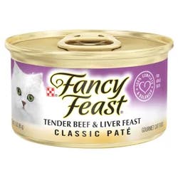 Fancy Feast Purina Fancy Feast Tender Beef and Liver Feast Classic Grain Free Wet Cat Food Pate - 3 oz. Can