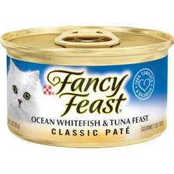 Fancy Feast Purina Fancy Feast Classic Pate Ocean Whitefish and Tuna Feast Classic Grain Free Wet Cat Food Pate - 3 oz. Can