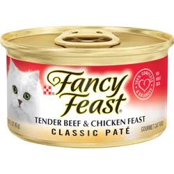 Fancy Feast Purina Fancy Feast Tender Beef and Chicken Feast Classic Grain Free Wet Cat Food Pate - 3 oz. Can