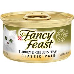 Fancy Feast Purina Fancy Feast Pate Turkey and Giblets Feast Classic Grain Free Wet Cat Food Pate - 3 oz. Can