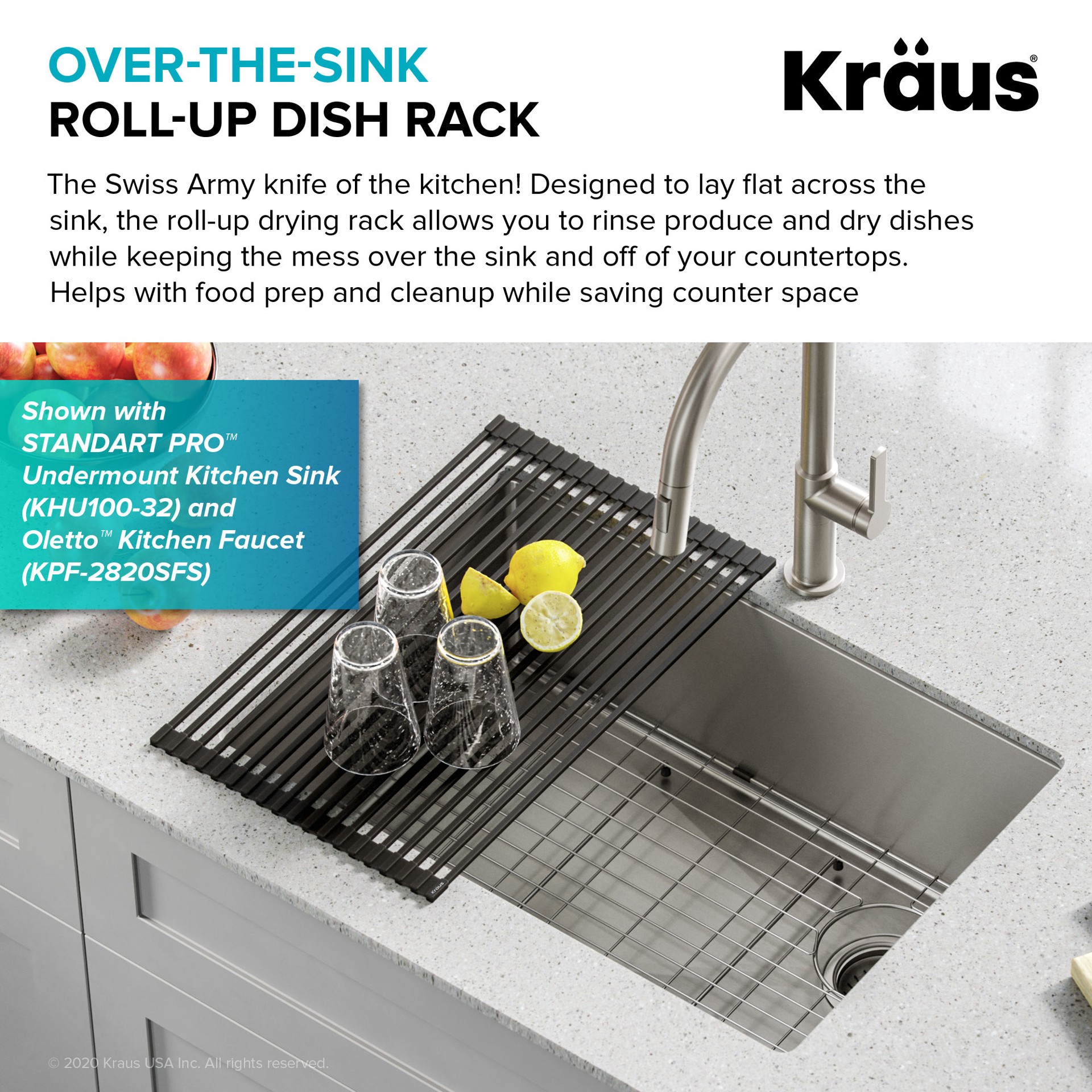 slide 4 of 6, Kraus 12.75-in x 20.5-in Silicone Sink mat, 1 ct