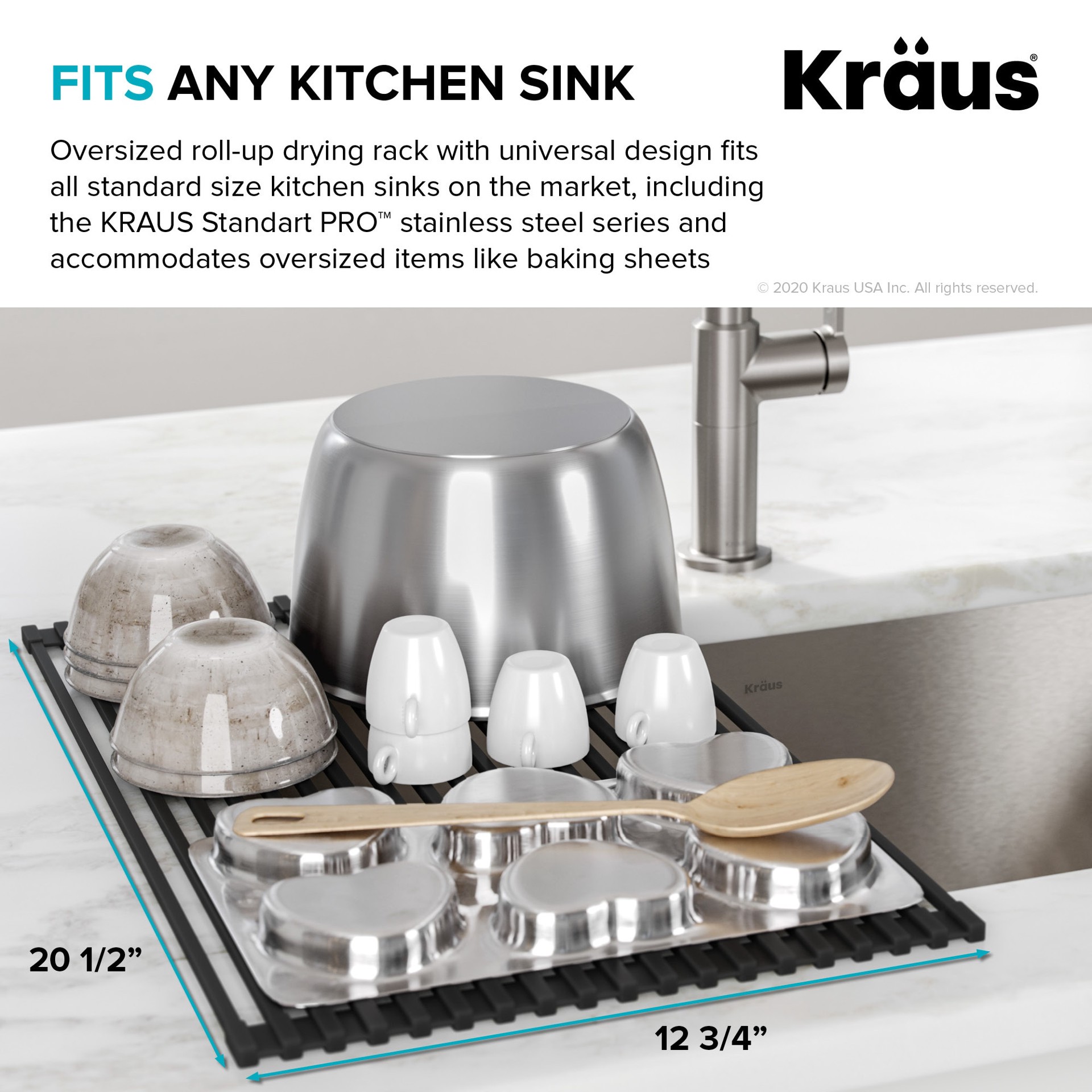 slide 5 of 6, Kraus 12.75-in x 20.5-in Silicone Sink mat, 1 ct
