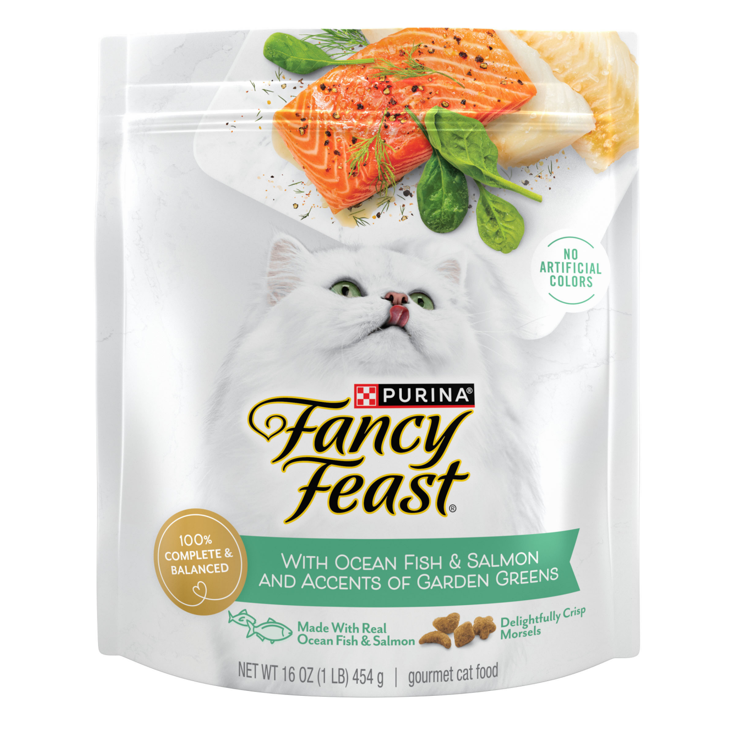 slide 1 of 8, Fancy Feast Purina Fancy Feast Dry Cat Food With Ocean Fish and Salmon - 16 oz. Bag, 16 oz
