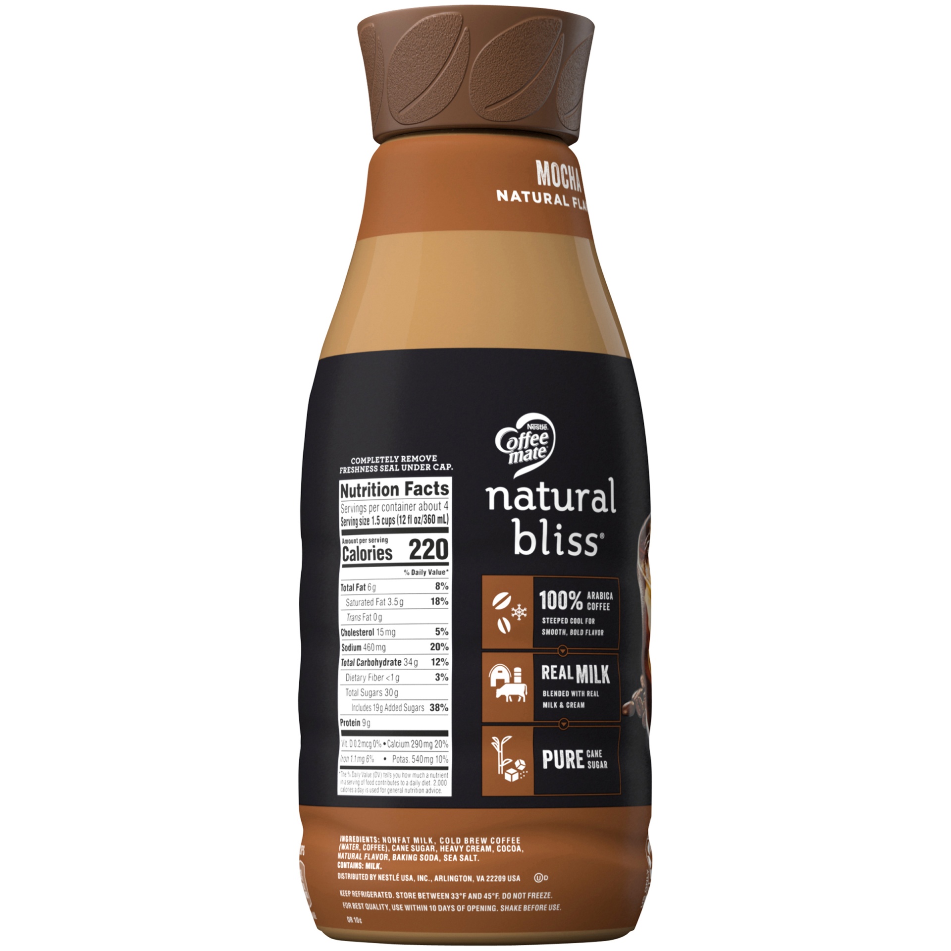 slide 4 of 8, Coffee-Mate Natural Bliss Mocha Cold Brew, 46 oz