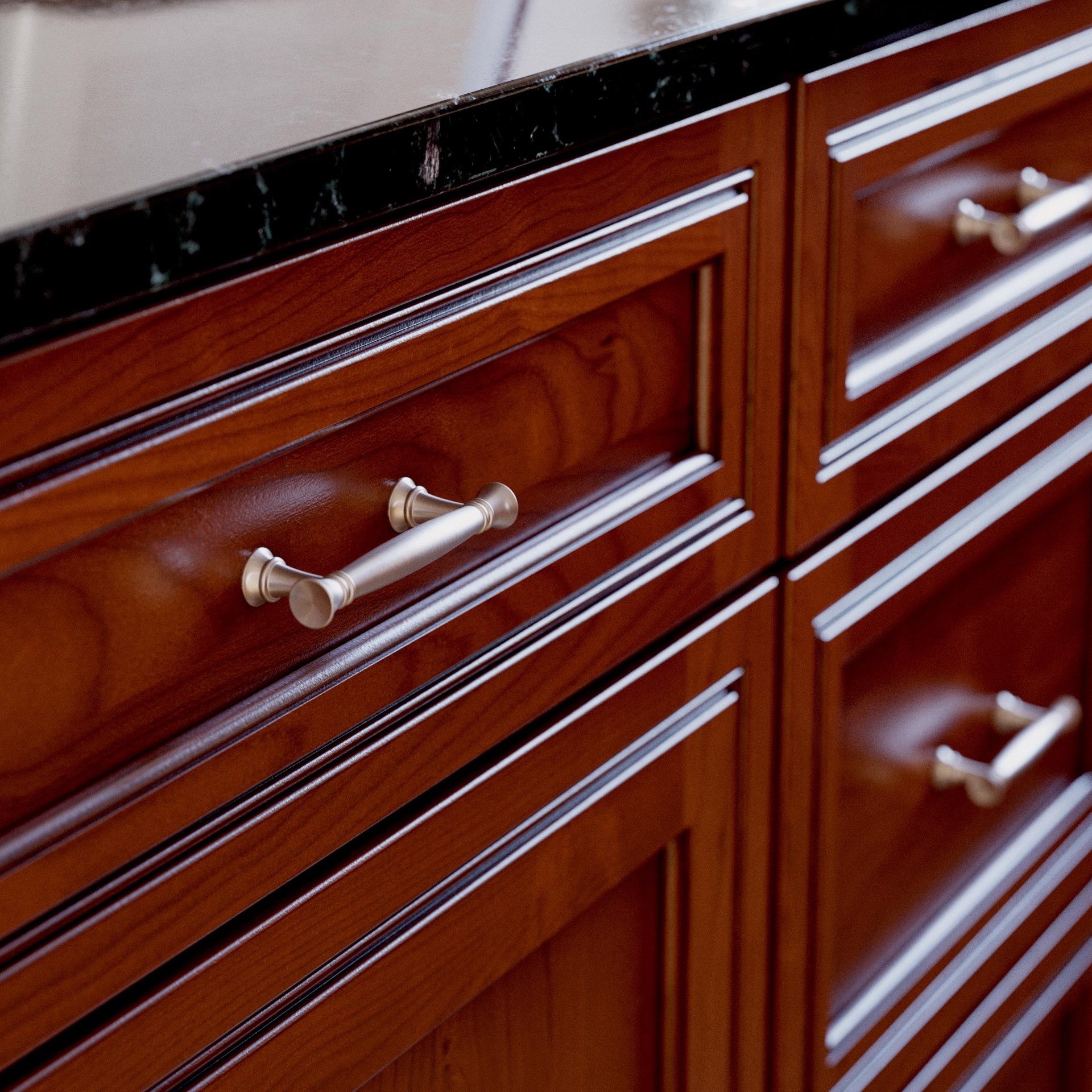 slide 2 of 6, allen + roth Isidore 3-in , 76mm Center to Center Satin Nickel Rectangular Bar Drawer Pull, 1 ct