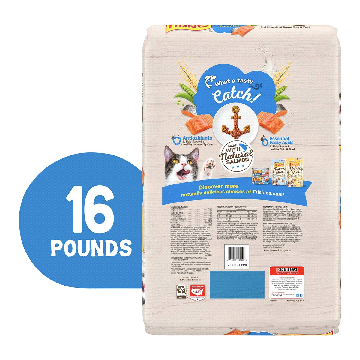 slide 15 of 29, Friskies Dry Cat Food Purina Friskies Ocean Favorites With Natural Salmon Dry Cat Food, 16 lb