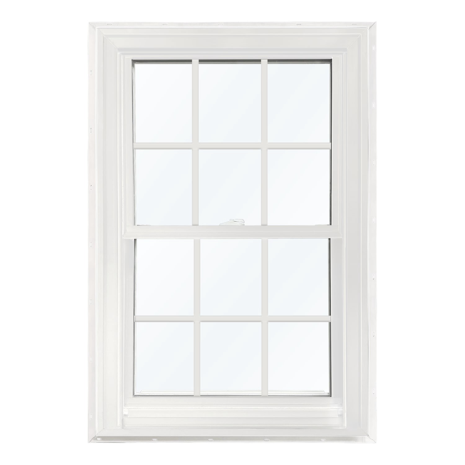 slide 1 of 6, United Window & Door PRO Series 35-1/2-in x 45-1/2-in White Exterior White Interior Vinyl New construction Double Hung Window Low-E argon Double Pane Glass with Grids (Full Screen Included), 1 ct