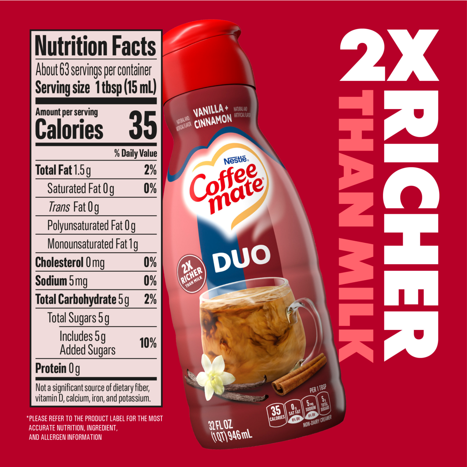 slide 3 of 5, Coffee-Mate Nestle Coffee Mate Cinnamon Vanilla Creme Liquid Coffee Creamer 32 fl oz., 32 fl oz