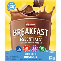 Carnation Breakfast Essentials Powder Nutritional Shake Drink Mix Packets, Rich Milk Chocolate, 10 Count