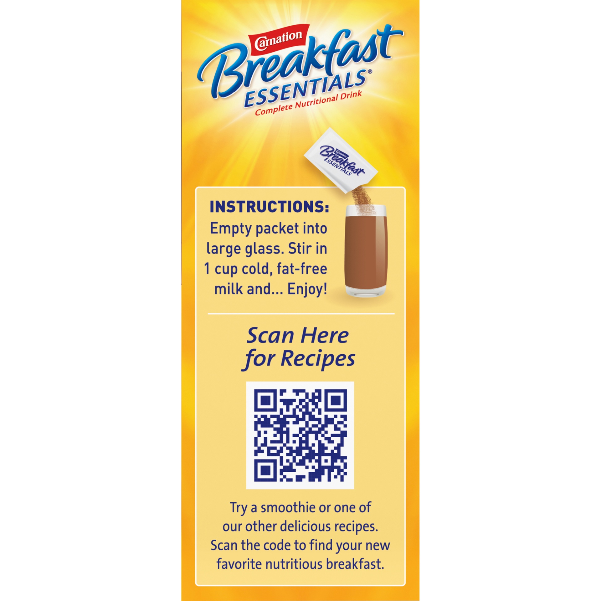 slide 5 of 9, Carnation Breakfast Essentials Complete Nutritional Drink Classic Chocolate Malt - 10 ct; 1.26 oz, 10 ct; 1.26 oz