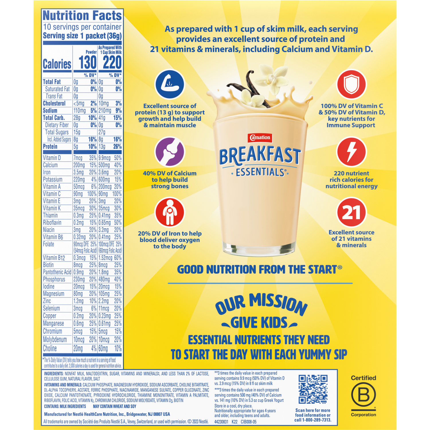 slide 2 of 6, Carnation Breakfast Essentials Classic French Vanilla Nutritional Drink Mix 10-1.26 oz Packets, 10 ct