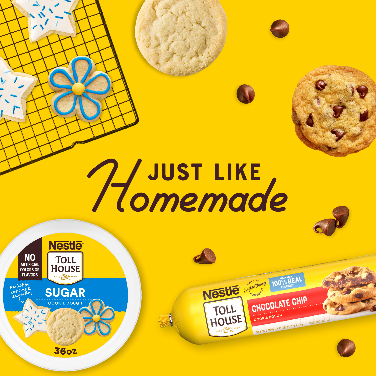 slide 2 of 8, Nestles Toll House Ready To Bake Sugar Tub, 36 oz