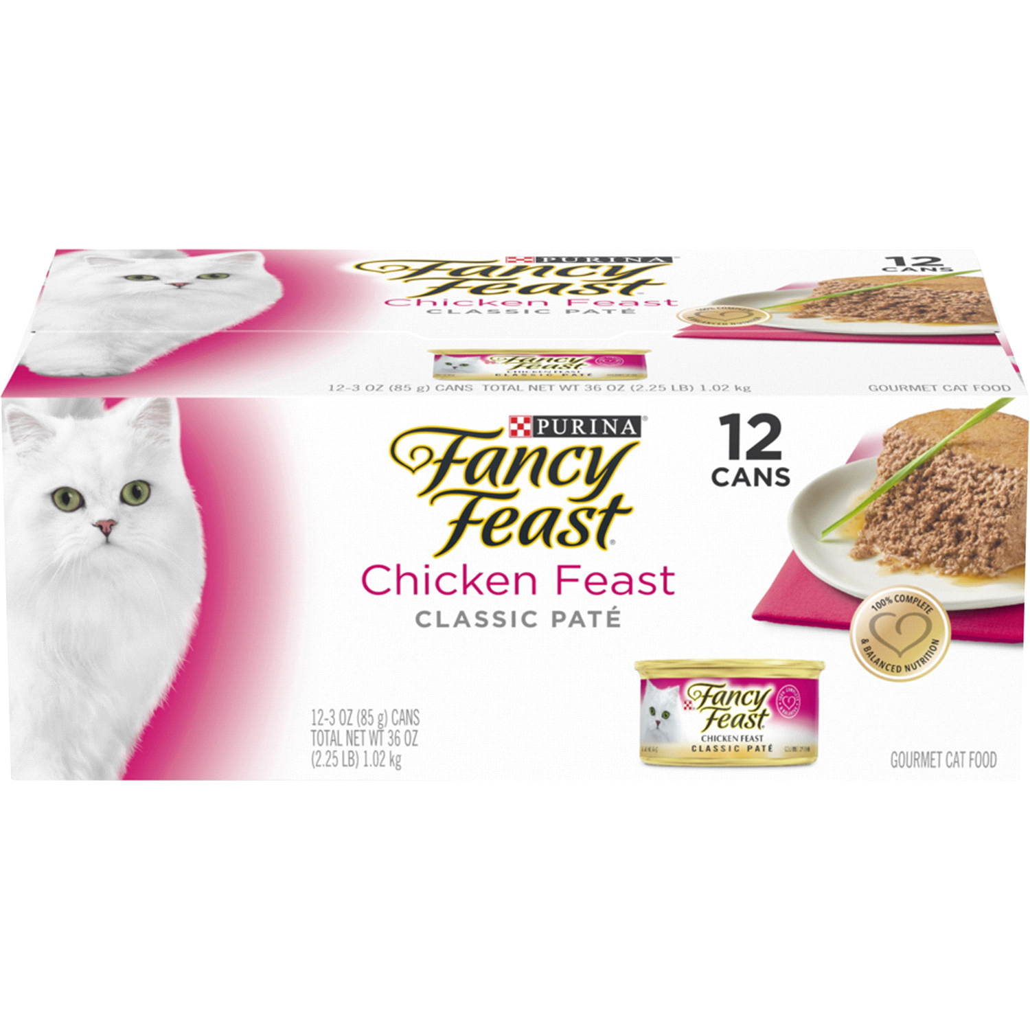 slide 1 of 5, Fancy Feast Chicken Feast Classic Pate Collection Grain Free Wet Cat Food Multi-Pack - (12) 3 oz. Cans, 12 ct