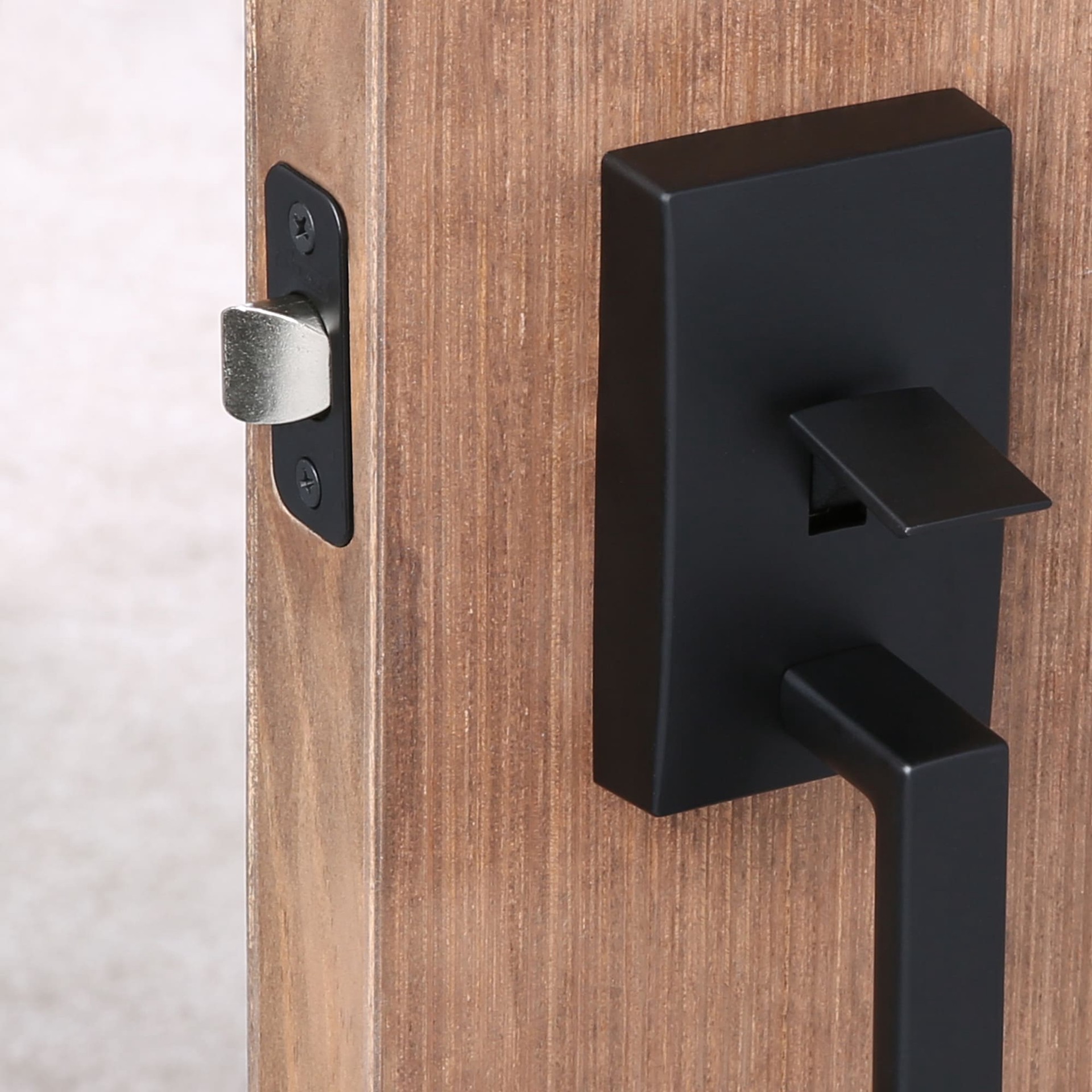 slide 2 of 6, Schlage Century Matte Black Exterior Entry Door Handleset, 1 ct