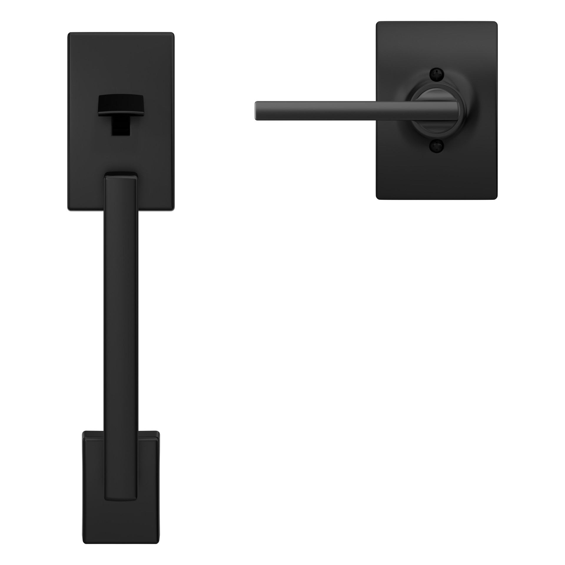 slide 5 of 6, Schlage Century Matte Black Exterior Entry Door Handleset, 1 ct