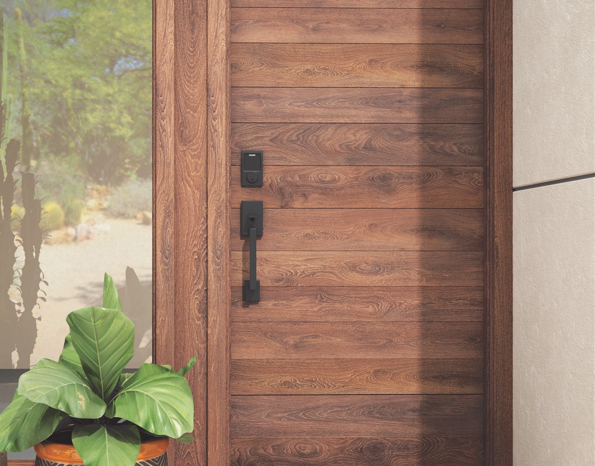 slide 4 of 6, Schlage Century Matte Black Exterior Entry Door Handleset, 1 ct