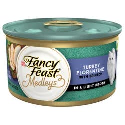 Fancy Feast Purina Fancy Feast Wet Cat Food Medleys Turkey Florentine With Spinach in a Light Cat Food Broth - 3 oz. Can