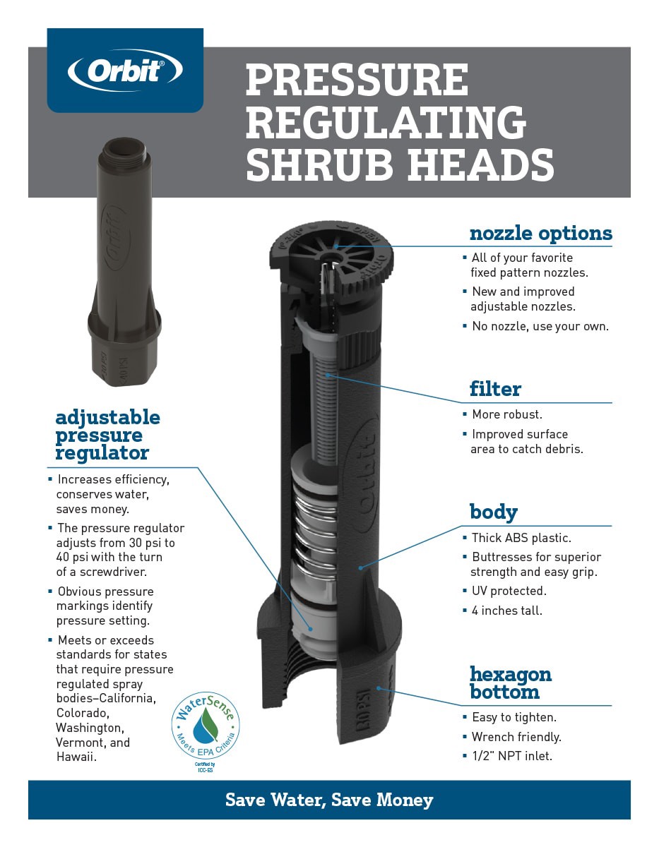 slide 4 of 4, Orbit 1-ft - 4-ft Adjustable Spray Shrub head sprinkler, 1 ct