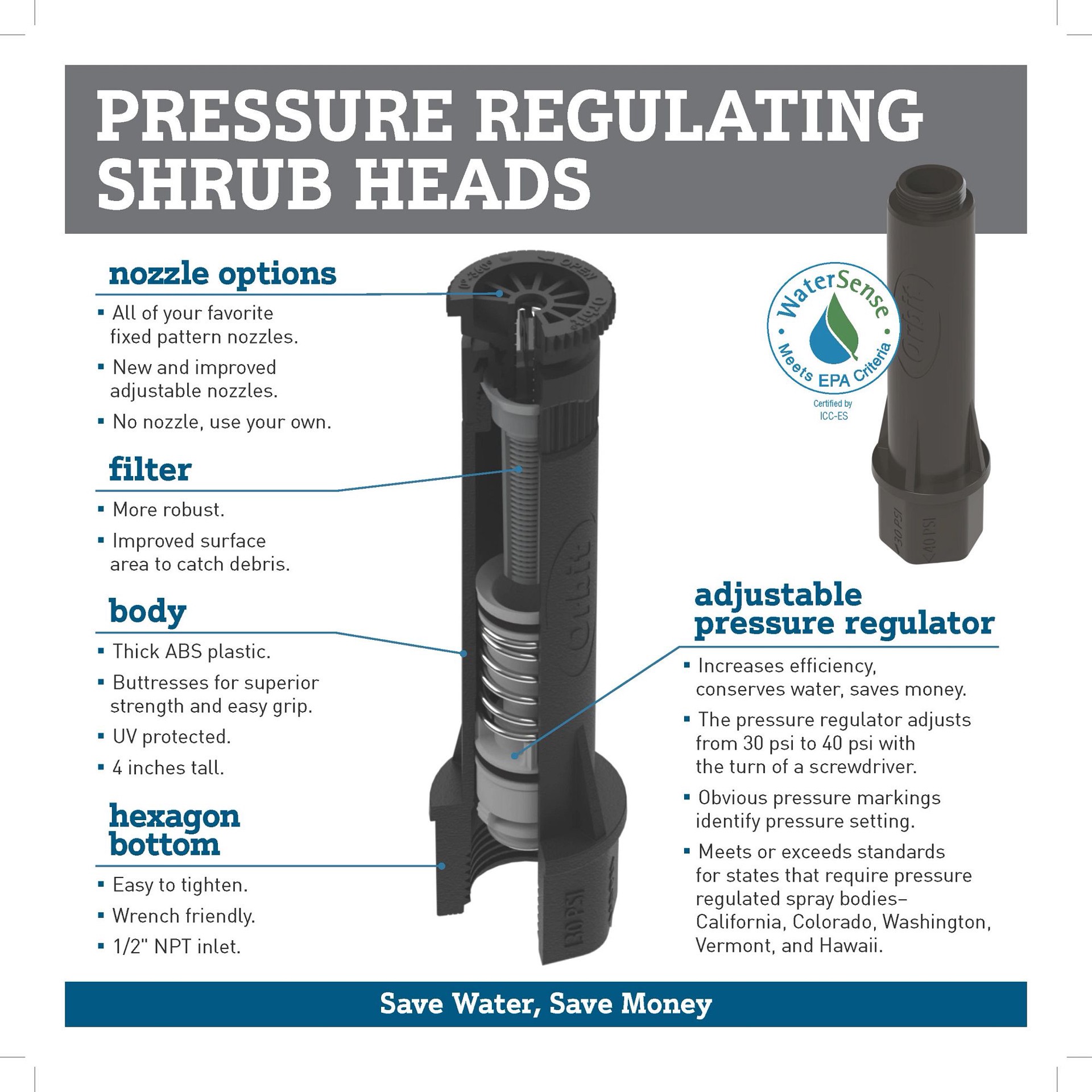 slide 4 of 5, Orbit 1-ft - 15-ft Adjustable Spray Shrub head sprinkler, 1 ct