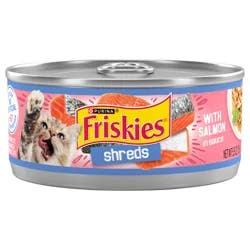 Friskies Purina Friskies Wet Cat Food, Shreds With Salmon in Sauce - 5.5 oz. Can