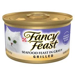 Fancy Feast Purina Fancy Feast Grilled Wet Cat Food Seafood Feast in Wet Cat Food Gravy - 3 oz. Can