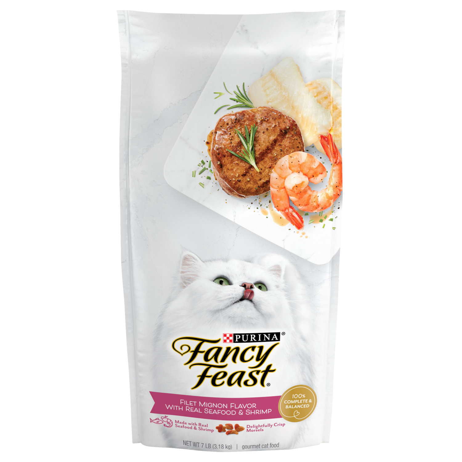 slide 1 of 5, Fancy Feast Purina Fancy Feast Dry Cat Food Filet Mignon Flavor With Seafood and Shrimp - 7 lb. Bag, 7 lb