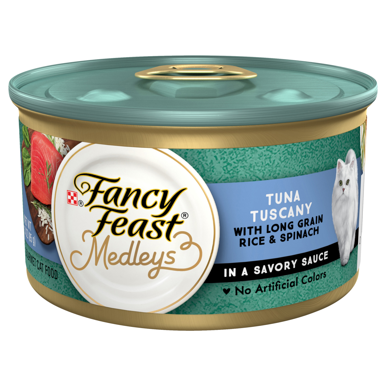 slide 1 of 5, Fancy Feast Purina Fancy Feast Wet Cat Food, Medleys Tuna Tuscany With Long Grain Rice & Greens in Savory Sauce - 3 oz. Can, 3 oz