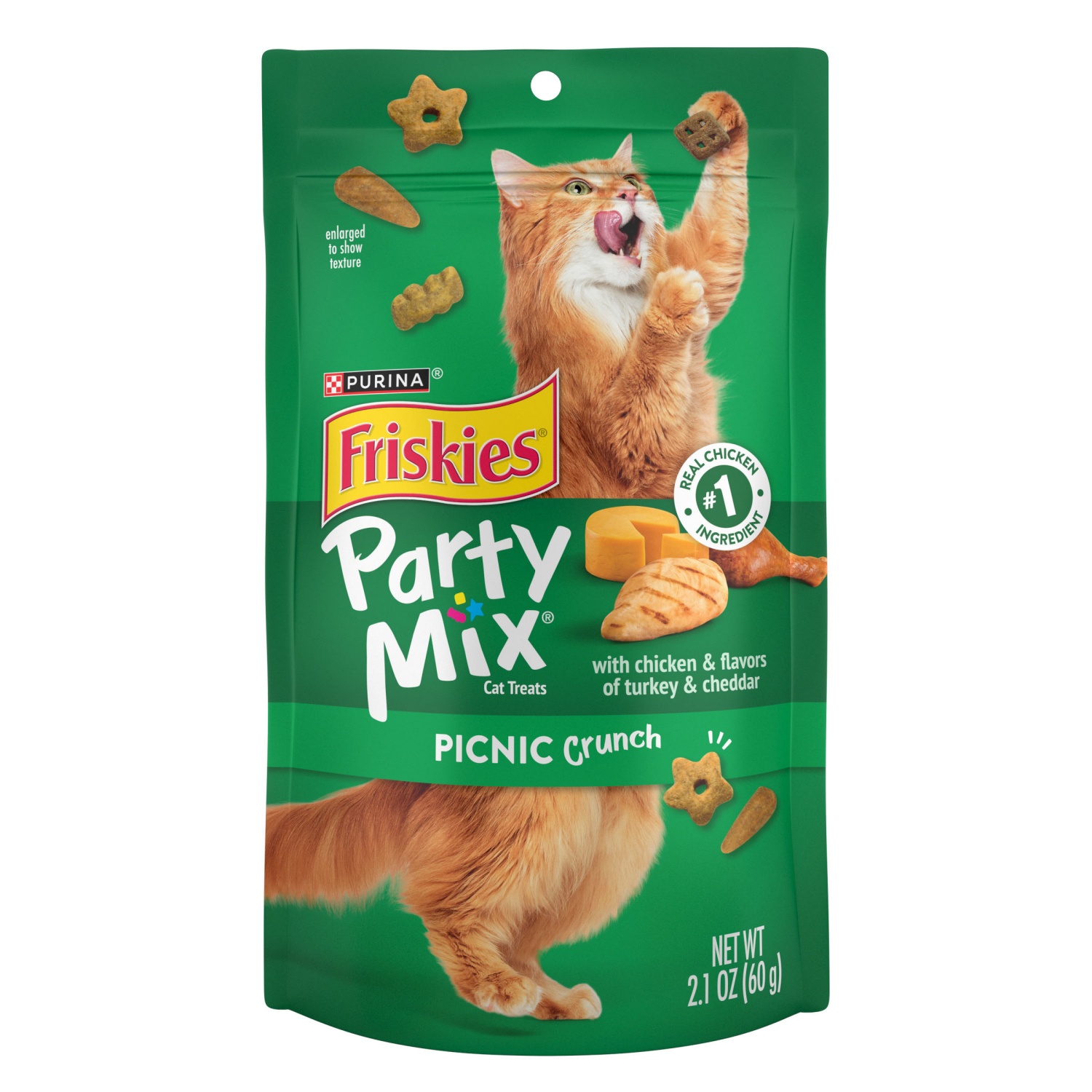 slide 1 of 5, Friskies Purina Friskies Cat Treats, Party Mix Picnic Crunch - 2.1 oz. Pouch, 2.1 oz
