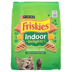 Friskies Purina Friskies Dry Cat Food Indoor Delights Flavors of Chicken, Salmon, Peas, and Carrots - 16 lb. Bag