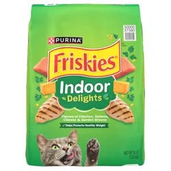 Friskies Purina Friskies Dry Cat Food Indoor Delights Flavors of Chicken, Salmon, Peas, and Carrots - 16 lb. Bag
