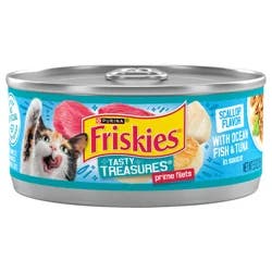 Friskies Purina Friskies Pate Wet Cat Food, Tasty Treasures With Ocean Fish & Tuna and Scallop Flavor - 5.5 oz. Can