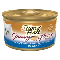 Fancy Feast Purina Fancy Feast Gravy Lovers Ocean Whitefish and Tuna Feast Gourmet Cat Food in Wet Cat Food Gravy - 3 oz. Can