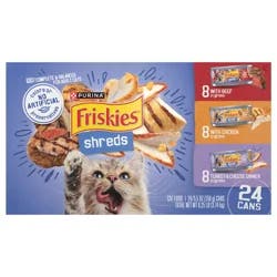 Friskies Purina Friskies Gravy Wet Cat Food Variety Pack, Shreds Beef, Chicken and Turkey & Cheese Dinner - (24) 5.5 oz. Cans