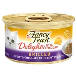 Fancy Feast Purina Fancy Feast Gravy Wet Cat Food, Delights Grilled Turkey & Cheddar Cheese Feast in Gravy - 3 oz. Can