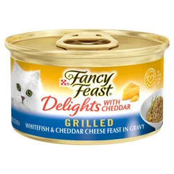 Fancy Feast Purina Fancy Feast Gravy Wet Cat Food, Delights Grilled Whitefish & Cheddar Cheese Feast in Gravy