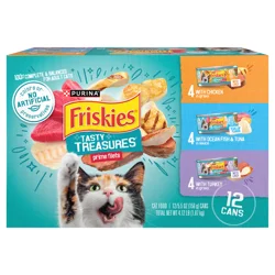 Friskies Purina Friskies Gravy Wet Cat Food Variety Pack, Tasty Treasures Prime Filets - (12) 5.5 oz. Cans