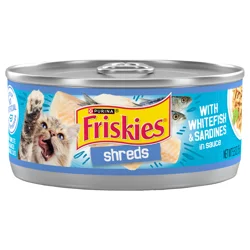 Friskies Purina Friskies Wet Cat Food, Shreds With Whitefish & Sardines in Sauce - 5.5 oz. Can