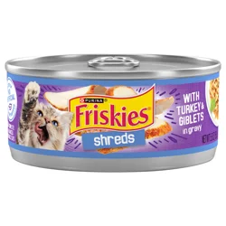 Purina Friskies Gravy Wet Cat Food, Shreds With Turkey & Giblets in Gravy