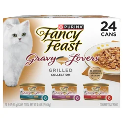 Fancy Feast Purina Fancy Feast Gravy Lovers Poultry and Beef Grilled Gourmet Wet Cat Food Variety Pack - (24) 3 oz. Cans