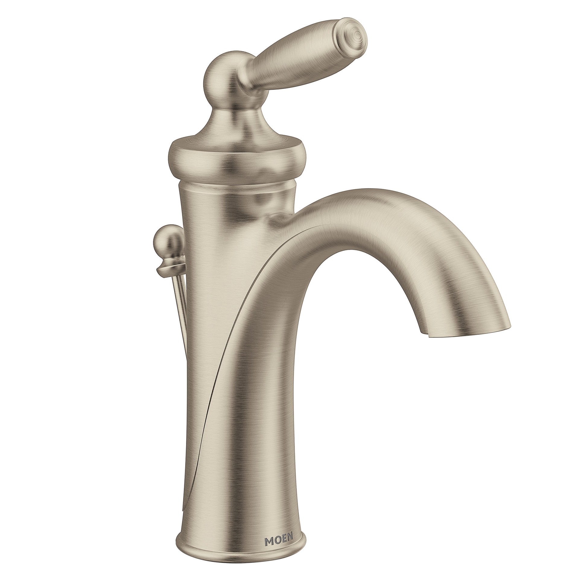 slide 2 of 5, Moen Brantford Brushed Nickel 4-in centerset 1-Handle WaterSense Bathroom Sink Faucet with Drain and Deck Plate, 1 ct