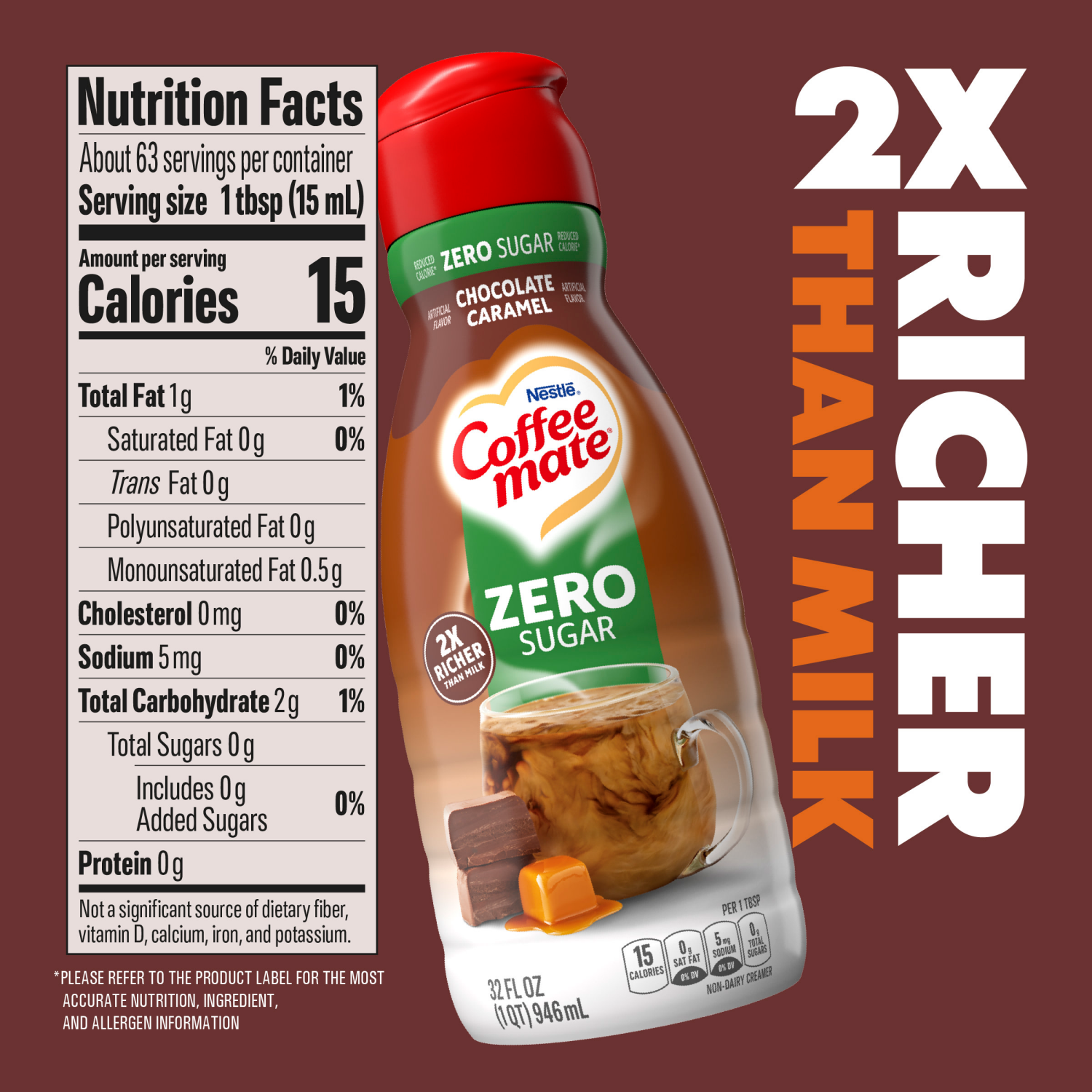 slide 3 of 5, Nestlé Sugar Free Chocolate Caramel Liquid Coffee Creamer 32 fl oz., 32 fl oz